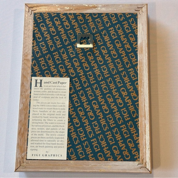 VINTAGE FIGI GRAPHICS Framed Hand Cast Natural Fibers Art 1990s Aztec Inspired - Picture 7 of 9